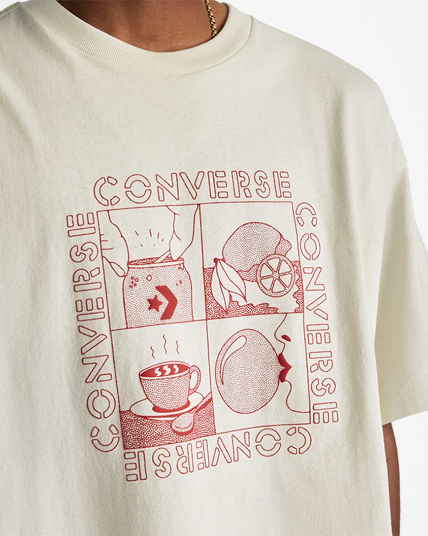 Men's Converse Sensory Graphic T-Shirts Beige | AU 08935B